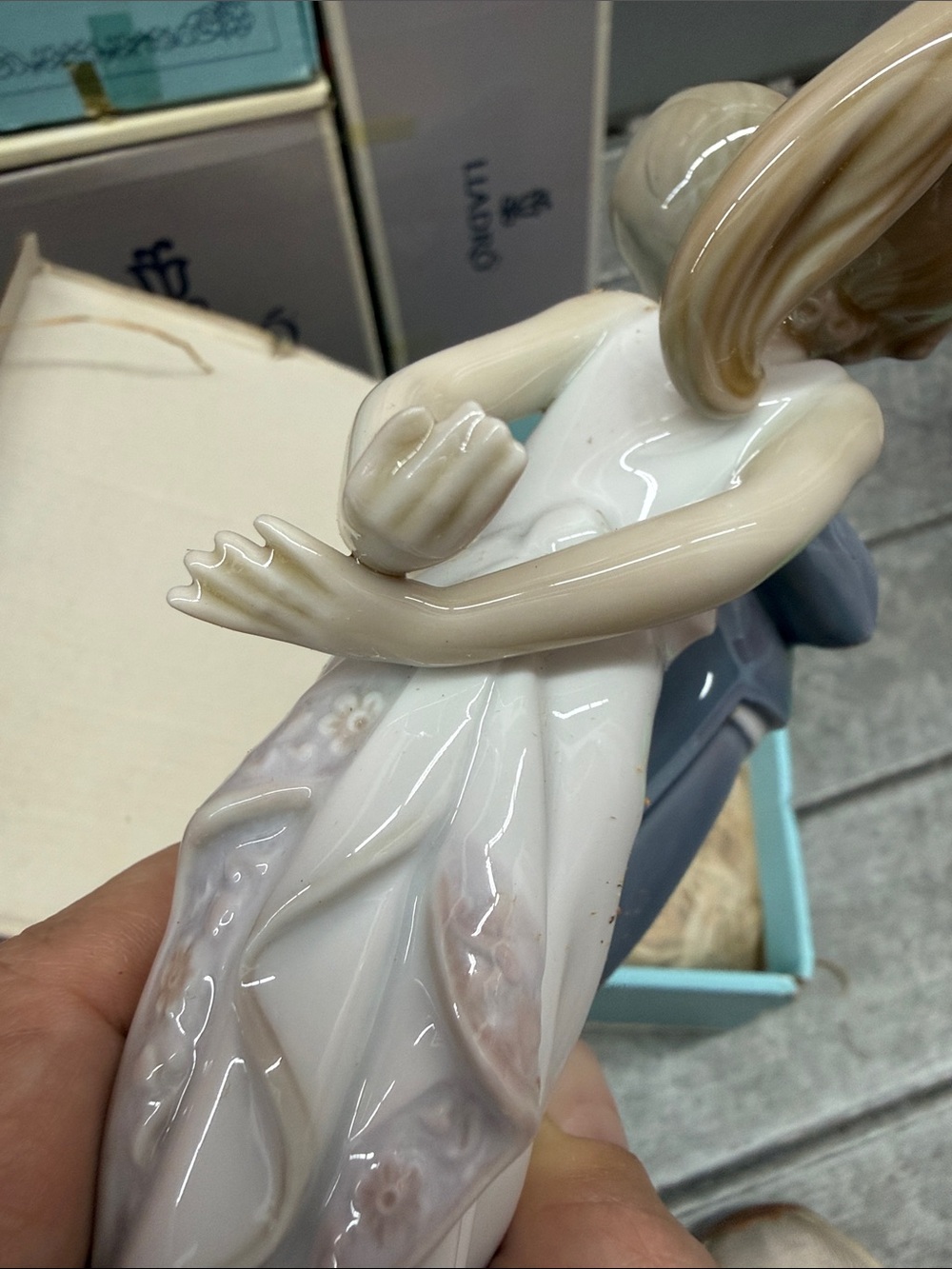 Lladro Porcelain Cake Topper - White Gown & Blue Suit - Picture 2 of 8